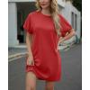 imageGRECERELLE Womens Casual TShirt Dress with Pockets Short Sleeve Shift Dresses WrinkleResistant Above Knee LengthRed