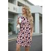 imageGRECERELLE Womens Casual TShirt Dress with Pockets Short Sleeve Shift Dresses WrinkleResistant Above Knee LengthRed Striped Bow