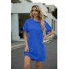 imageGRECERELLE Womens Casual TShirt Dress with Pockets Short Sleeve Shift Dresses WrinkleResistant Above Knee LengthRoyal Blue