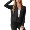 imageGRECERELLE Womens Lightweight Long Sleeve Open Front Knit Cardigans Sweaters with PocketsBlack