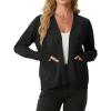 imageGRECERELLE Womens Lightweight Long Sleeve Open Front Knit Cardigans Sweaters with PocketsBlack