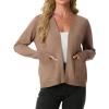 imageGRECERELLE Womens Lightweight Long Sleeve Open Front Knit Cardigans Sweaters with PocketsCamel