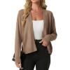 imageGRECERELLE Womens Lightweight Long Sleeve Open Front Knit Cardigans Sweaters with PocketsCamel