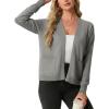 imageGRECERELLE Womens Lightweight Long Sleeve Open Front Knit Cardigans Sweaters with PocketsLight Gray