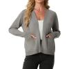 imageGRECERELLE Womens Lightweight Long Sleeve Open Front Knit Cardigans Sweaters with PocketsLight Gray