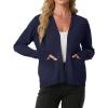 imageGRECERELLE Womens Lightweight Long Sleeve Open Front Knit Cardigans Sweaters with PocketsNavy Blue