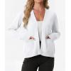 imageGRECERELLE Womens Lightweight Long Sleeve Open Front Knit Cardigans Sweaters with PocketsWhite