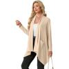 imageGRECERELLE Womens Long Sleeve Lightweight Cardigan Casual Open Front Draped Asymmetric Hem Cardigans with PocketsApricot