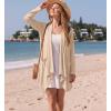 imageGRECERELLE Womens Long Sleeve Lightweight Cardigan Casual Open Front Draped Asymmetric Hem Cardigans with PocketsApricot