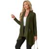 imageGRECERELLE Womens Long Sleeve Lightweight Cardigan Casual Open Front Draped Asymmetric Hem Cardigans with PocketsArmy Green
