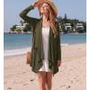 imageGRECERELLE Womens Long Sleeve Lightweight Cardigan Casual Open Front Draped Asymmetric Hem Cardigans with PocketsArmy Green