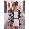 imageGRECERELLE Womens Long Sleeve Lightweight Cardigan Casual Open Front Draped Asymmetric Hem Cardigans with PocketsBlack White Lily