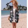 imageGRECERELLE Womens Long Sleeve Lightweight Cardigan Casual Open Front Draped Asymmetric Hem Cardigans with PocketsBlack White Lily