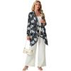 imageGRECERELLE Womens Long Sleeve Lightweight Cardigan Casual Open Front Draped Asymmetric Hem Cardigans with PocketsBlack White Lily