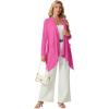 imageGRECERELLE Womens Long Sleeve Lightweight Cardigan Casual Open Front Draped Asymmetric Hem Cardigans with PocketsHot Pink