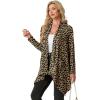 imageGRECERELLE Womens Long Sleeve Lightweight Cardigan Casual Open Front Draped Asymmetric Hem Cardigans with PocketsLd Dark Khaki