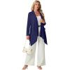 imageGRECERELLE Womens Long Sleeve Lightweight Cardigan Casual Open Front Draped Asymmetric Hem Cardigans with PocketsNavy Blue