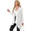 imageGRECERELLE Womens Long Sleeve Lightweight Cardigan Casual Open Front Draped Asymmetric Hem Cardigans with PocketsWhite