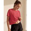 imageGRECERELLE Womens Open Back Workout Tops Backless Athletic Shirts Casual Crop Running Tee Y2k YogaRed