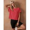 imageGRECERELLE Womens Open Back Workout Tops Backless Athletic Shirts Casual Crop Running Tee Y2k YogaRed