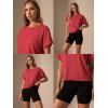 imageGRECERELLE Womens Open Back Workout Tops Backless Athletic Shirts Casual Crop Running Tee Y2k YogaRed