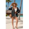 imageGRECERELLE Womens Summer Lightweight 34 Sleeve Cardigan Open Front Casual Loose Kimono Cover Ups with PocketsBlack