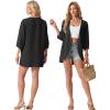 imageGRECERELLE Womens Summer Lightweight 34 Sleeve Cardigan Open Front Casual Loose Kimono Cover Ups with PocketsBlack