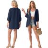 imageGRECERELLE Womens Summer Lightweight 34 Sleeve Cardigan Open Front Casual Loose Kimono Cover Ups with PocketsDark Blue
