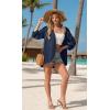 imageGRECERELLE Womens Summer Lightweight 34 Sleeve Cardigan Open Front Casual Loose Kimono Cover Ups with PocketsDark Blue