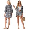 imageGRECERELLE Womens Summer Lightweight 34 Sleeve Cardigan Open Front Casual Loose Kimono Cover Ups with PocketsDark Blue Palm Leaf