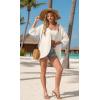 imageGRECERELLE Womens Summer Lightweight 34 Sleeve Cardigan Open Front Casual Loose Kimono Cover Ups with PocketsIvory White
