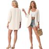 imageGRECERELLE Womens Summer Lightweight 34 Sleeve Cardigan Open Front Casual Loose Kimono Cover Ups with PocketsIvory White