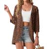 imageGRECERELLE Womens Summer Lightweight 34 Sleeve Cardigan Open Front Casual Loose Kimono Cover Ups with PocketsLd Coffee