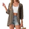 imageGRECERELLE Womens Summer Lightweight 34 Sleeve Cardigan Open Front Casual Loose Kimono Cover Ups with PocketsLd Dark Khaki
