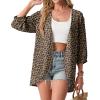 imageGRECERELLE Womens Summer Lightweight 34 Sleeve Cardigan Open Front Casual Loose Kimono Cover Ups with PocketsLd Dark Khaki