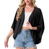 imageGRECERELLE Womens Summer Lightweight Cardigan Open Front Casual Loose Cropped Kimono Oversized Cover UpsBlack