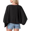imageGRECERELLE Womens Summer Lightweight Cardigan Open Front Casual Loose Cropped Kimono Oversized Cover UpsBlack