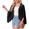 imageGRECERELLE Womens Summer Lightweight Cardigan Open Front Casual Loose Cropped Kimono Oversized Cover UpsBlack