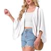 imageGRECERELLE Womens Summer Lightweight Cardigan Open Front Casual Loose Cropped Kimono Oversized Cover UpsWhite