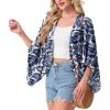 imageGRECERELLE Womens Summer Lightweight Cardigan Open Front Casual Loose Cropped Kimono Oversized Cover UpsWhite Palm Leaf