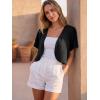 imageGRECERELLE Womens Summer Lightweight Cropped Cardigan Shrug Short Sleeve Open Front Casual Bolero Cover UpsBlack