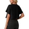 imageGRECERELLE Womens Summer Lightweight Cropped Cardigan Shrug Short Sleeve Open Front Casual Bolero Cover UpsBlack