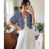 imageGRECERELLE Womens Summer Lightweight Cropped Cardigan Shrug Short Sleeve Open Front Casual Bolero Cover UpsBlue White Flower