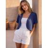 imageGRECERELLE Womens Summer Lightweight Cropped Cardigan Shrug Short Sleeve Open Front Casual Bolero Cover UpsDark Blue