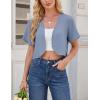 imageGRECERELLE Womens Summer Lightweight Cropped Cardigan Shrug Short Sleeve Open Front Casual Bolero Cover UpsHaze Blue