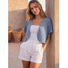 imageGRECERELLE Womens Summer Lightweight Cropped Cardigan Shrug Short Sleeve Open Front Casual Bolero Cover UpsHaze Blue
