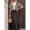 imageGRECERELLE Womens Summer Lightweight Cropped Cardigan Shrug Short Sleeve Open Front Casual Bolero Cover UpsKhaki Black Flower