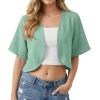 imageGRECERELLE Womens Summer Lightweight Cropped Cardigan Shrug Short Sleeve Open Front Casual Bolero Cover UpsMint Green