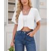 imageGRECERELLE Womens Summer Lightweight Cropped Cardigan Shrug Short Sleeve Open Front Casual Bolero Cover UpsWhite
