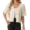 imageGRECERELLE Womens Summer Lightweight Short Sleeve Cardigans Open Front V Neck Casual Knit Button Down SweaterApricot